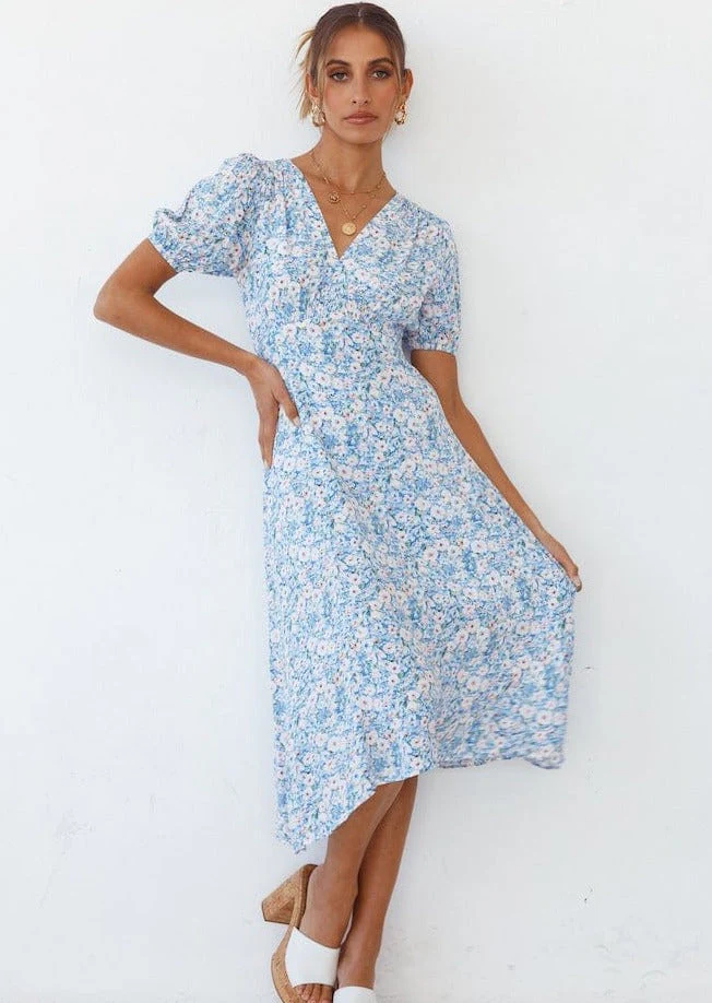 Floral Asymmetrical Hem Summer Dress - Image 2