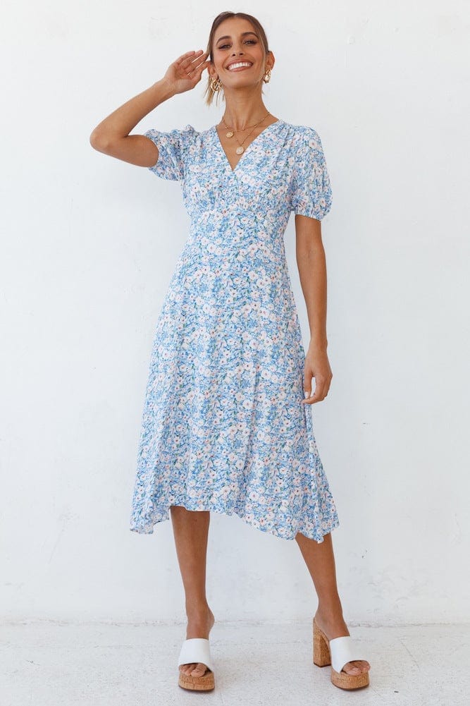 Floral Asymmetrical Hem Summer Dress - Image 4