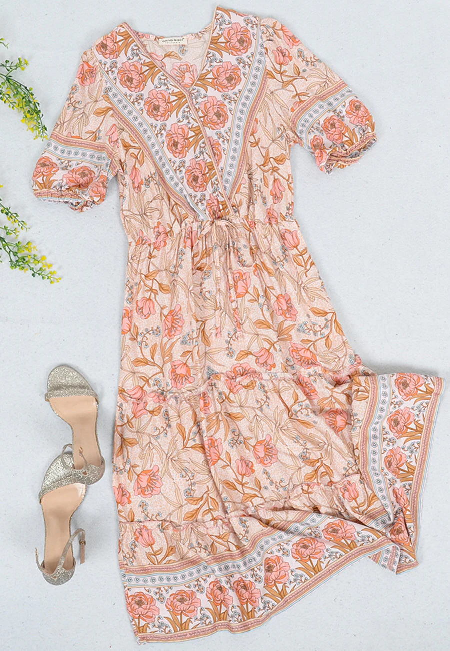 Floral Boho Puff Sleeve Dress - Image 6