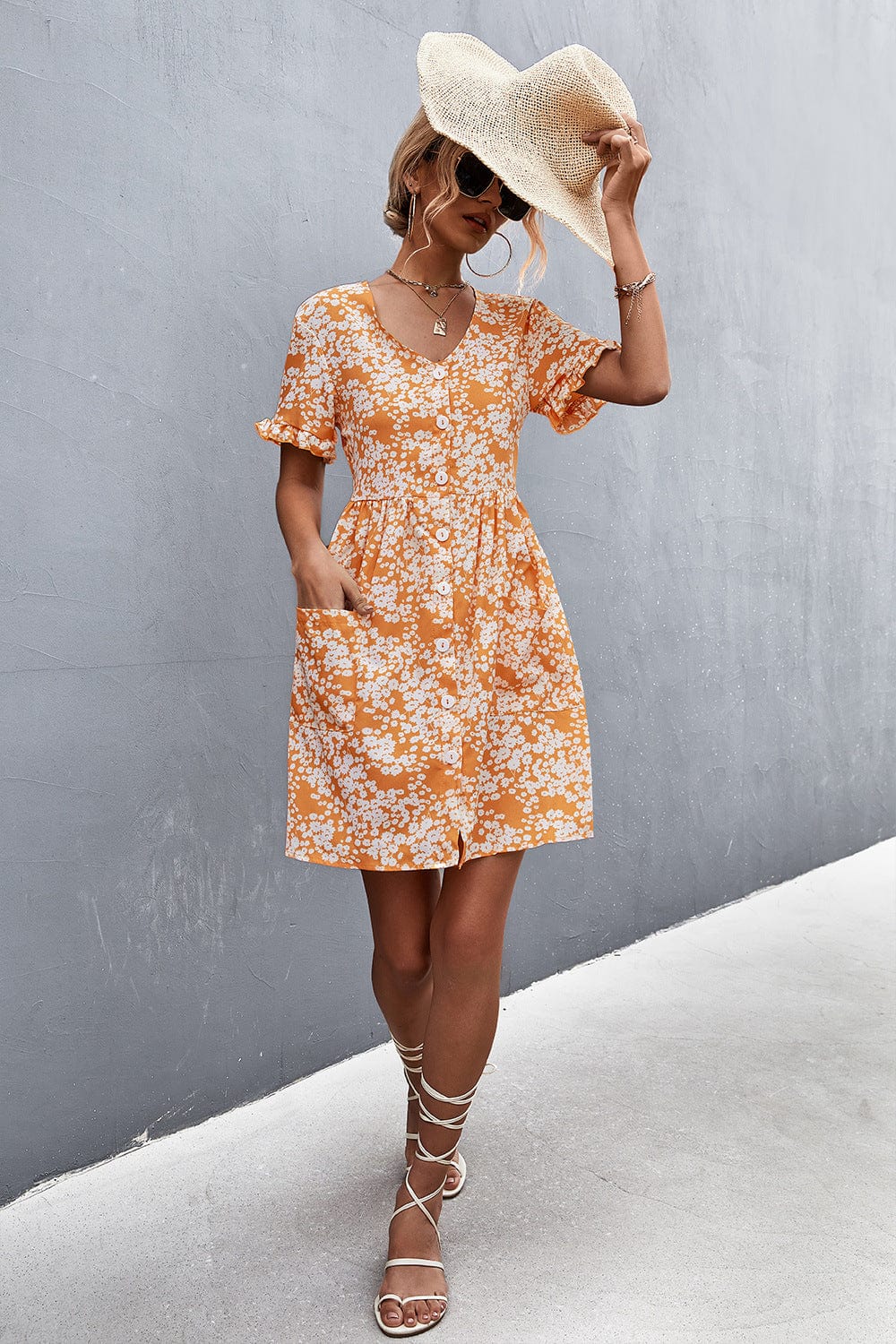 Floral Button Down Pocket Dress - Image 13