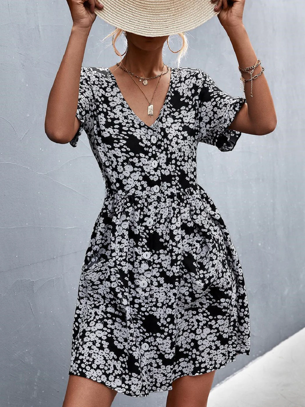 Floral Button Down Pocket Dress - Image 20