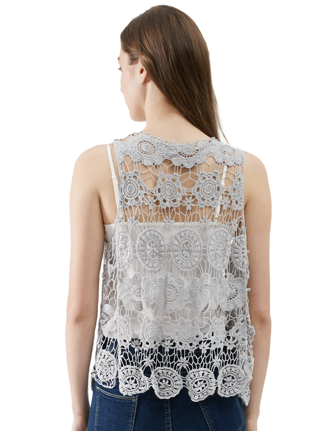 Floral Crochet Open Front Vest - Image 17