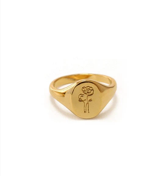 Floral Embossing Gold Ring - Image 4