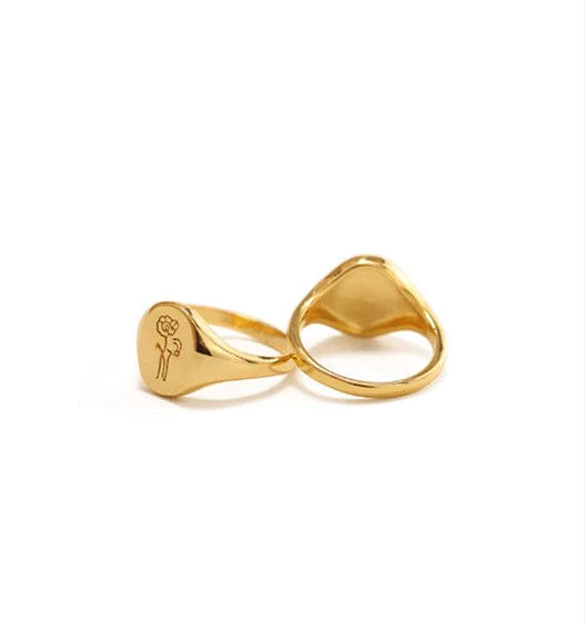 Floral Embossing Gold Ring - Image 5