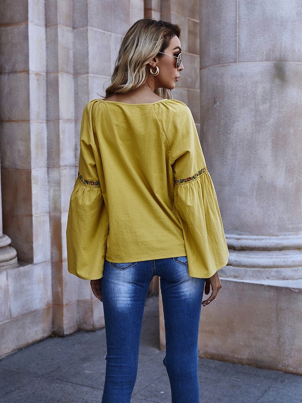 Floral Flare Sleeve Blouse - Image 6