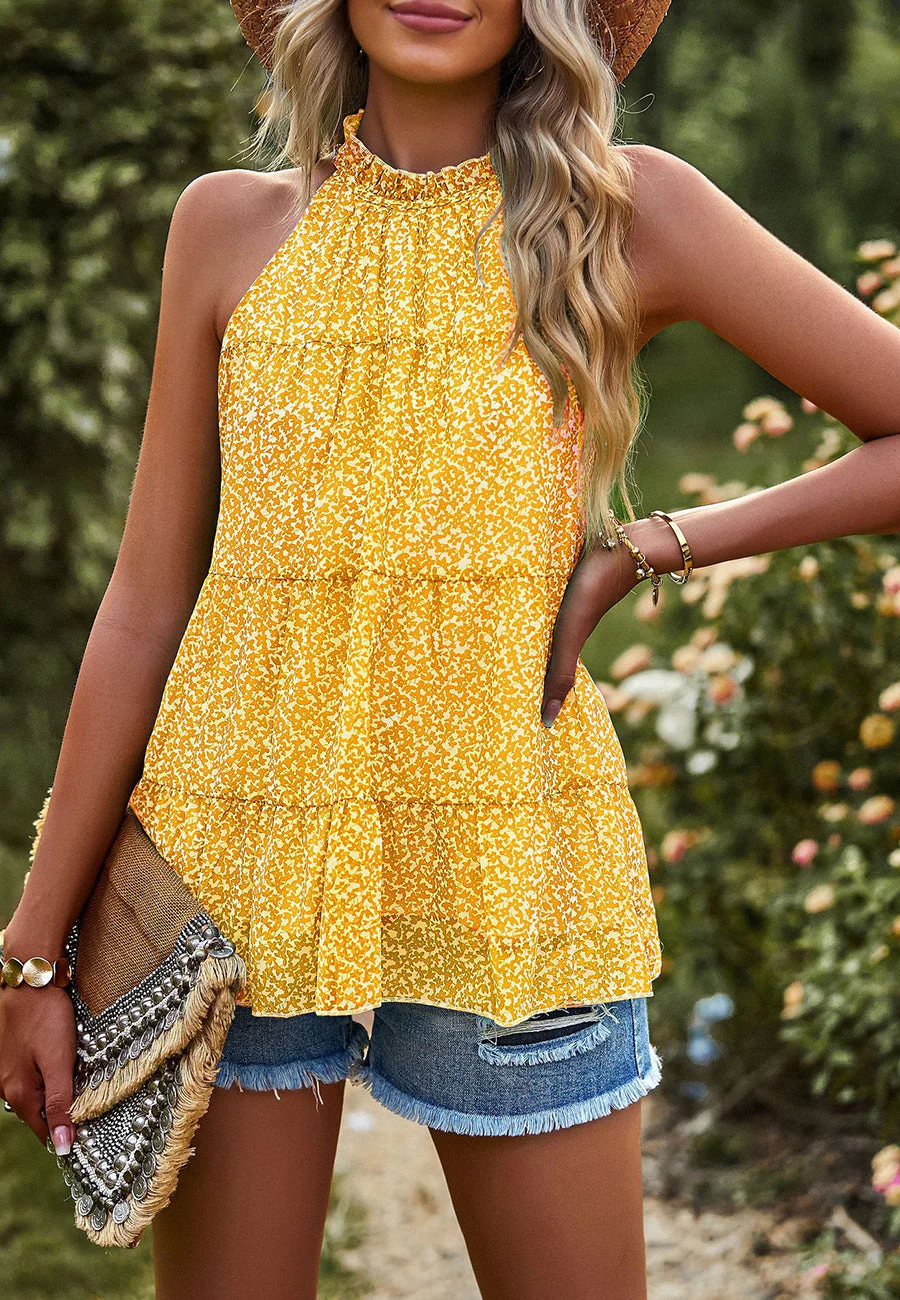 Floral Halter Tiered Blouse - Image 28