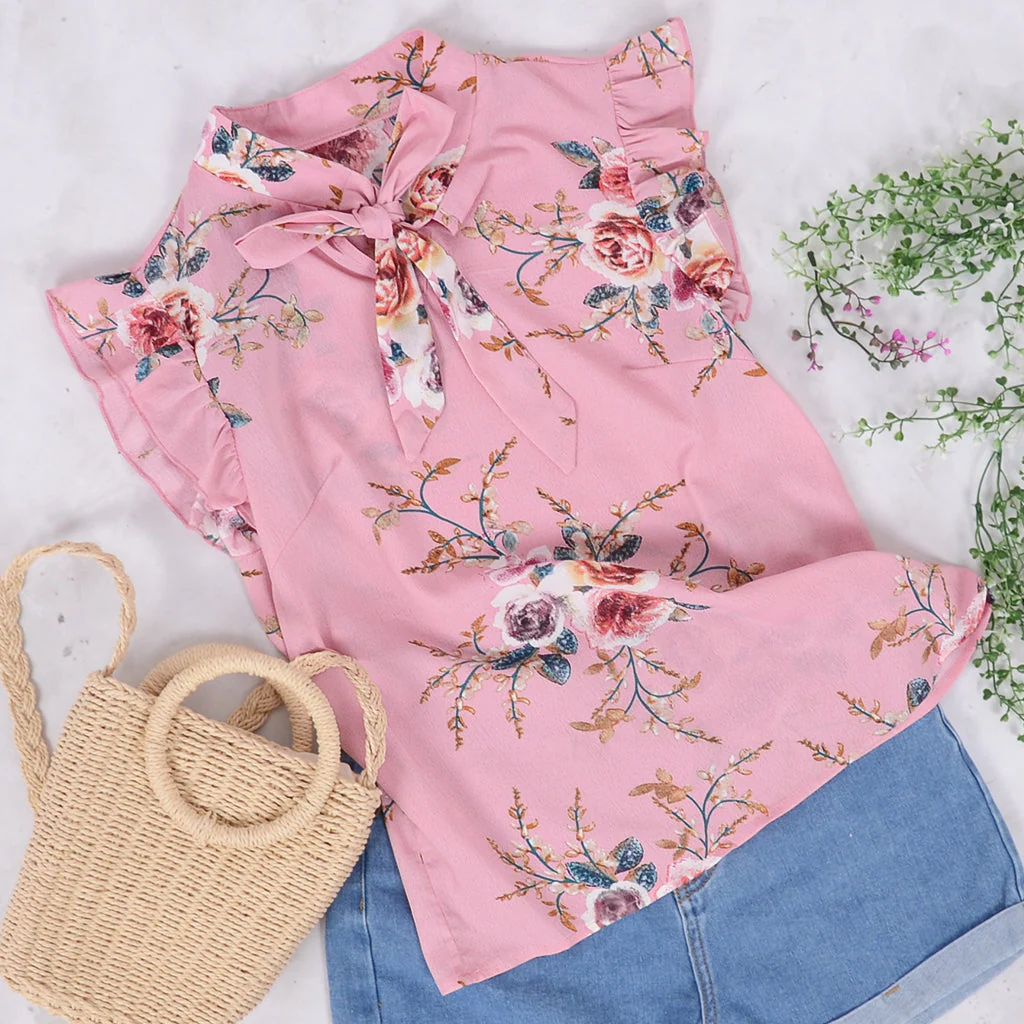 Floral High Neck Sleeveless Blouse - Image 4
