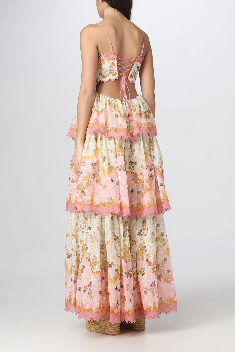 Floral Lace-Trim Midi Dress In Pink - Image 4