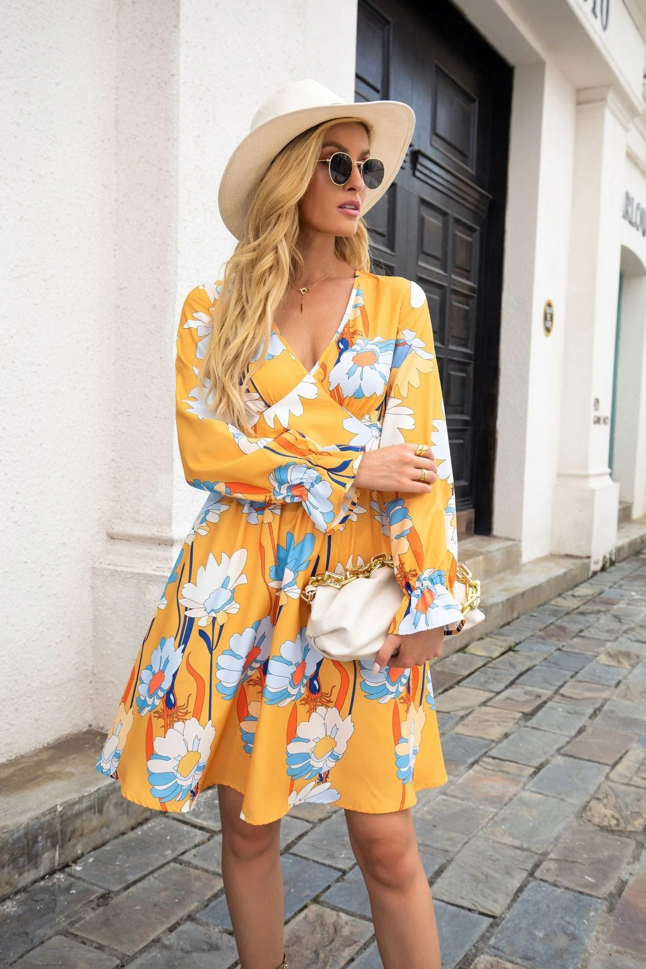 Floral Long Sleeve Skater Dress - Image 2