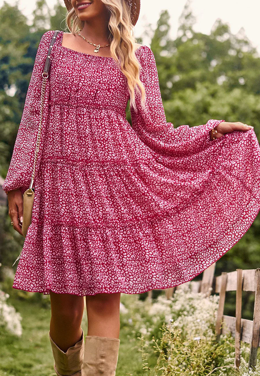Floral Long Sleeve Tiered Dress - Image 16