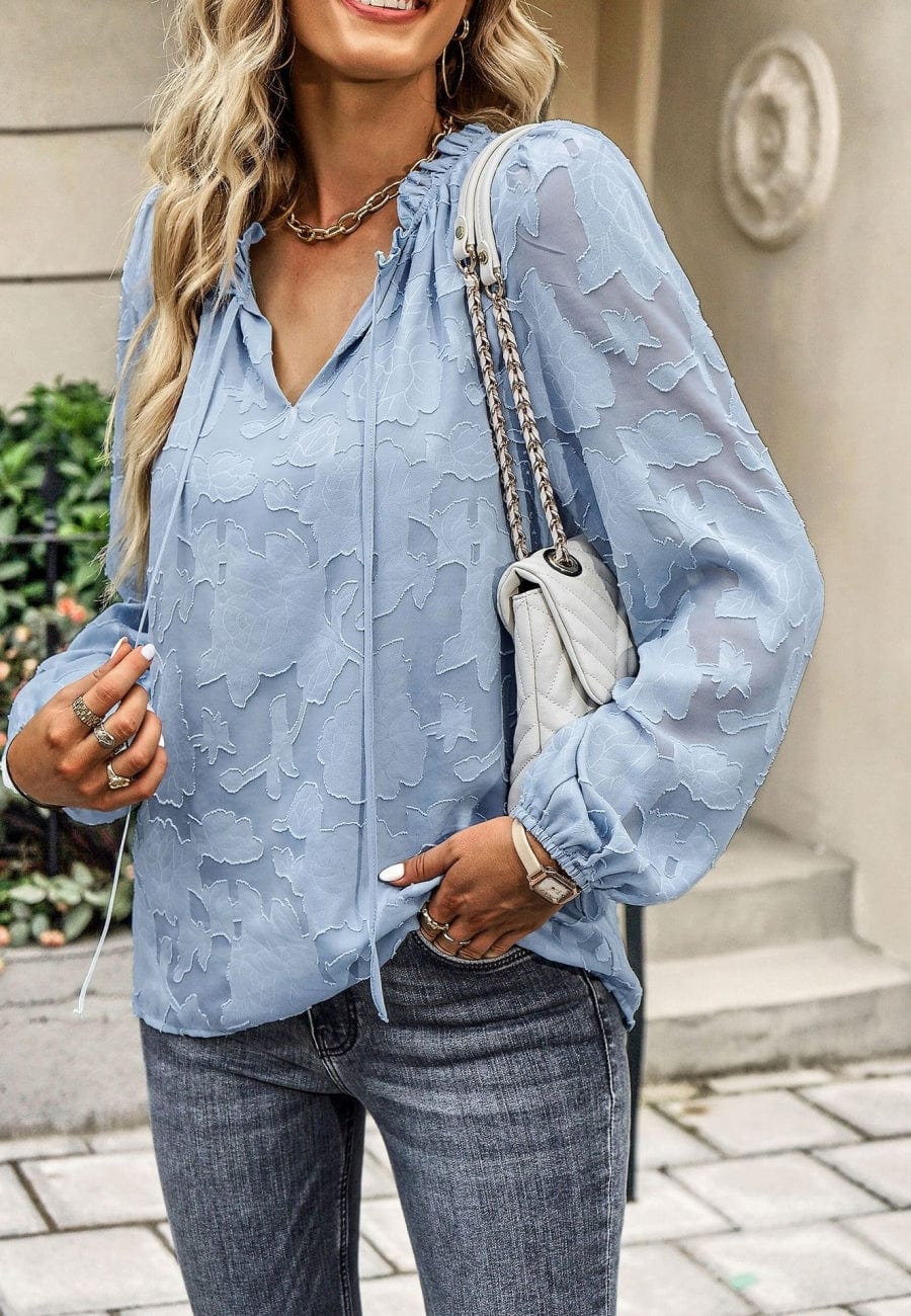 Floral Pattern Bishop Sleeve Blouse - Image 9
