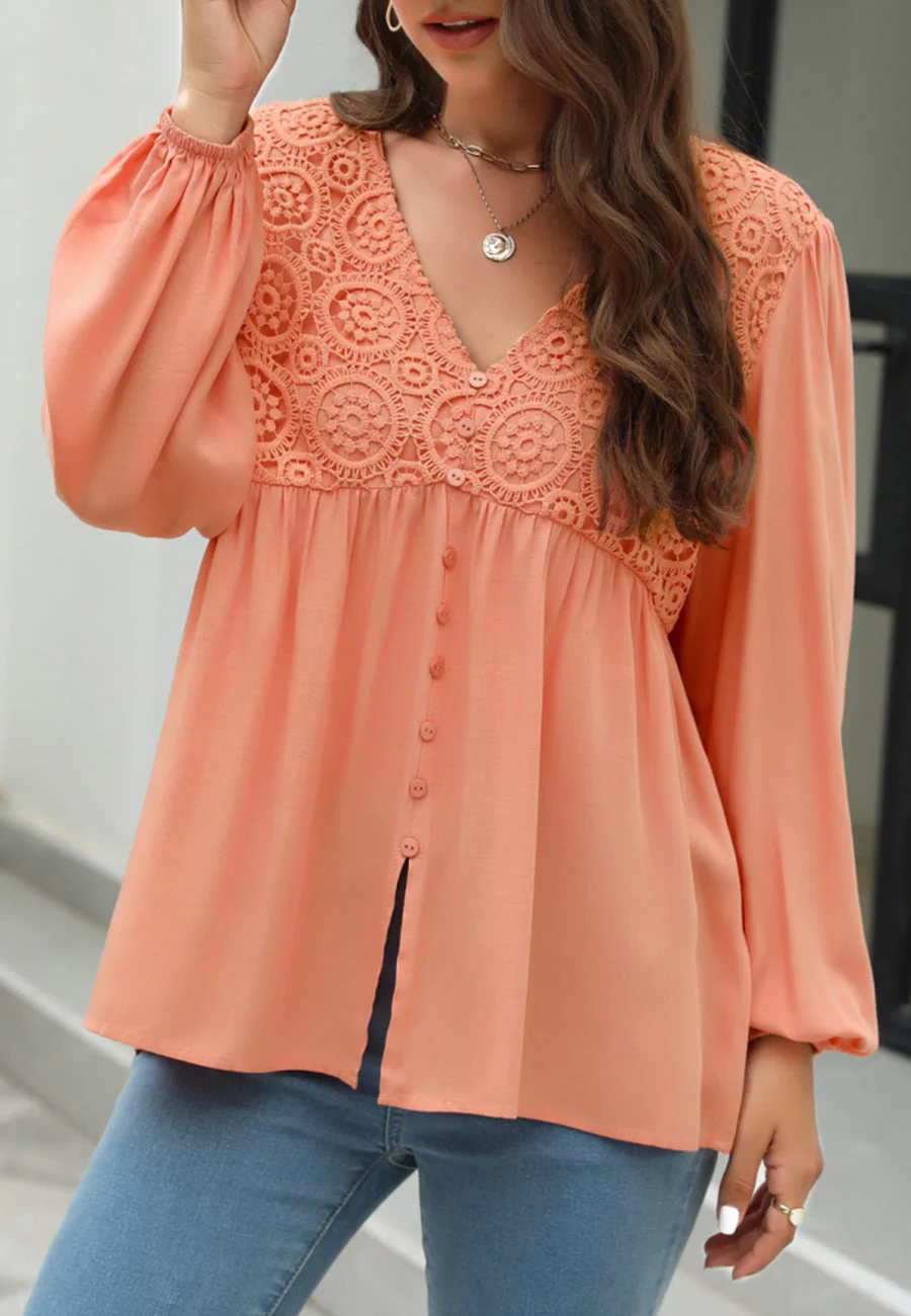 Floral Patterned Lantern Blouse - Image 5