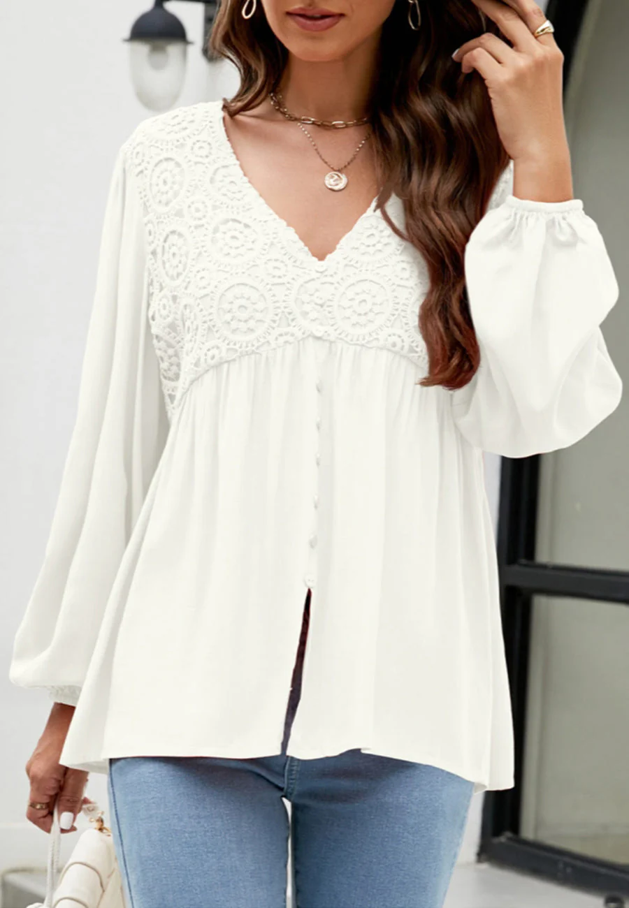 Floral Patterned Lantern Blouse - Image 8