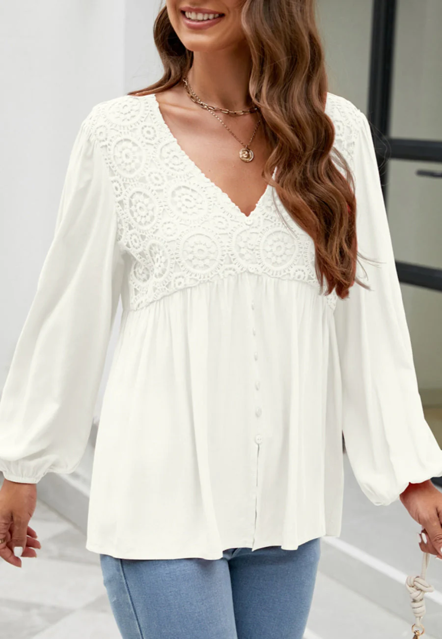 Floral Patterned Lantern Blouse - Image 9