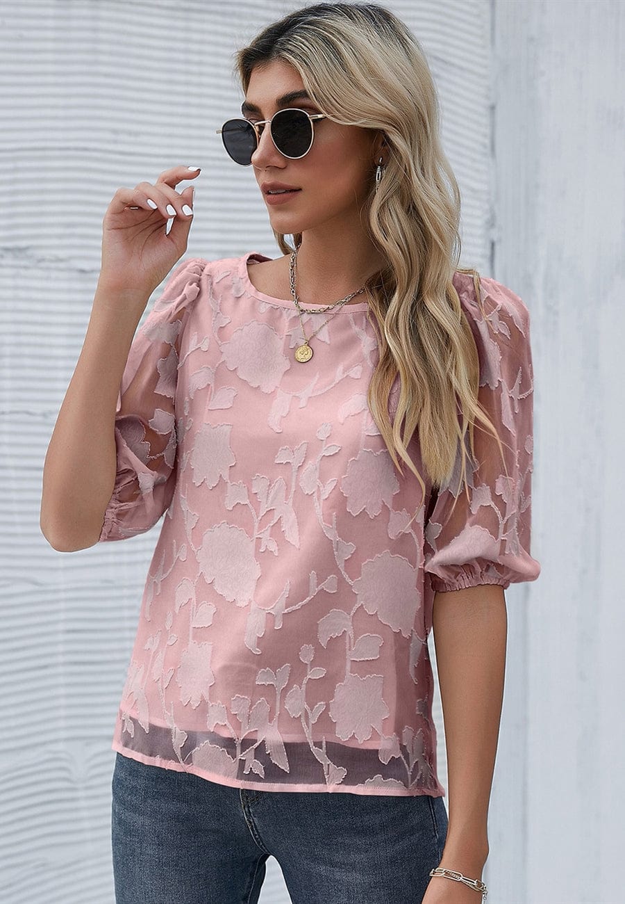 Floral Patterned Puff Sleeve Blouse - Image 10