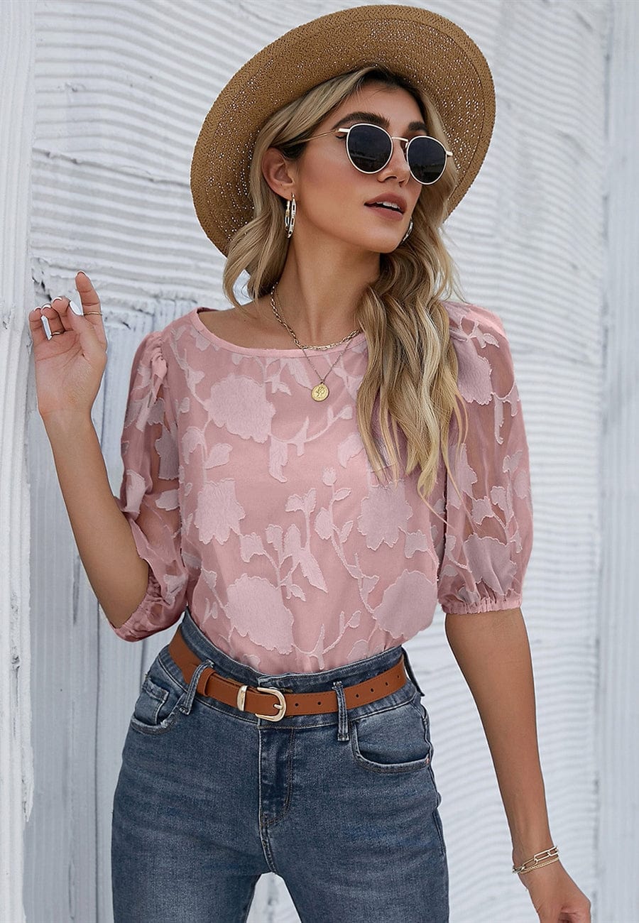 Floral Patterned Puff Sleeve Blouse - Image 12