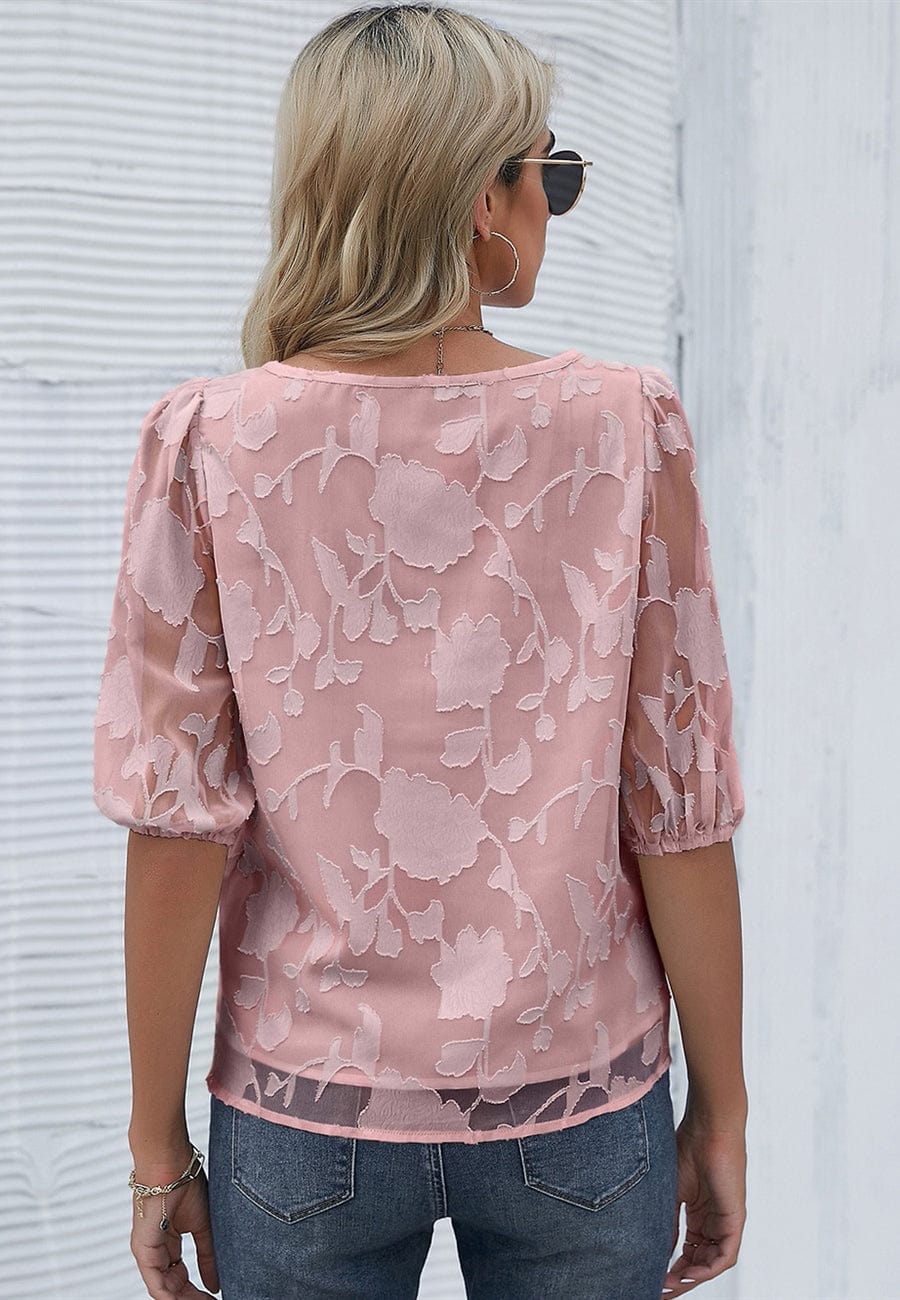 Floral Patterned Puff Sleeve Blouse - Image 13