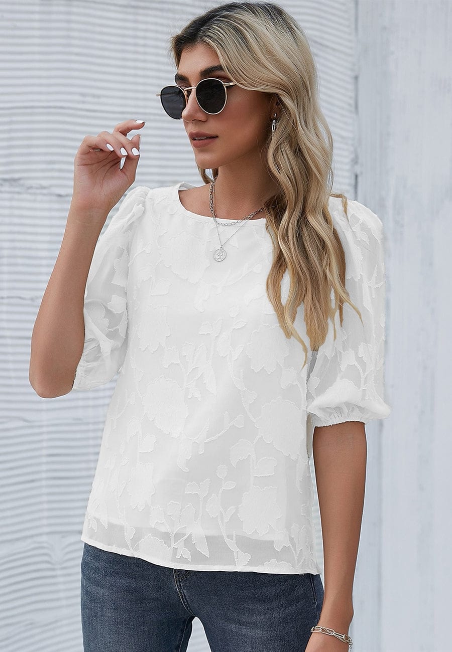 Floral Patterned Puff Sleeve Blouse - Image 14