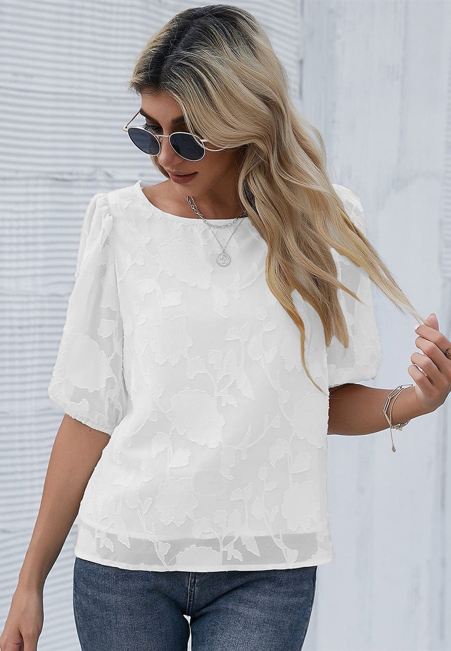 Floral Patterned Puff Sleeve Blouse - Image 16