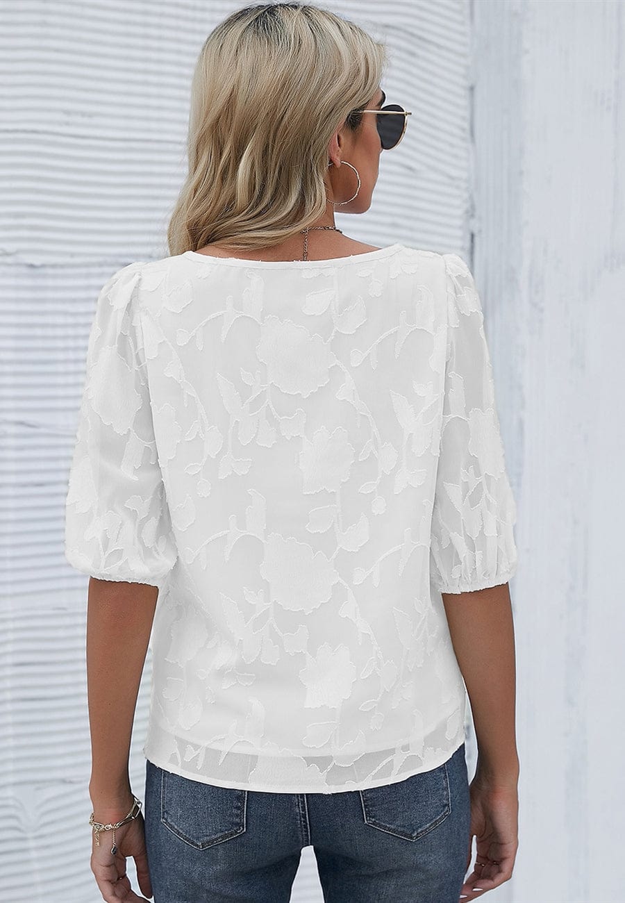 Floral Patterned Puff Sleeve Blouse - Image 17