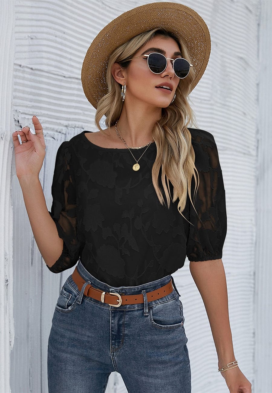 Floral Patterned Puff Sleeve Blouse - Image 2