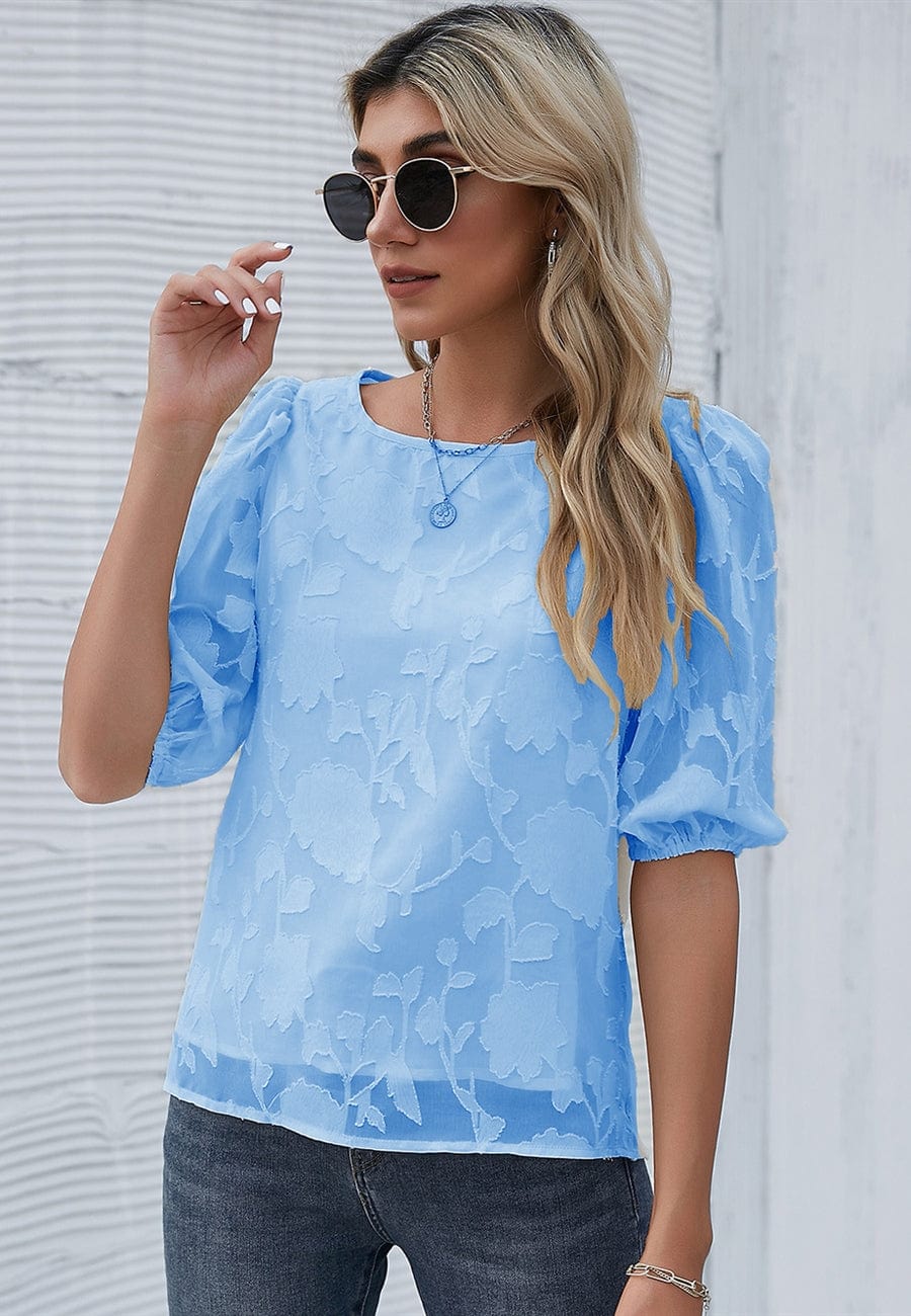 Floral Patterned Puff Sleeve Blouse - Image 5