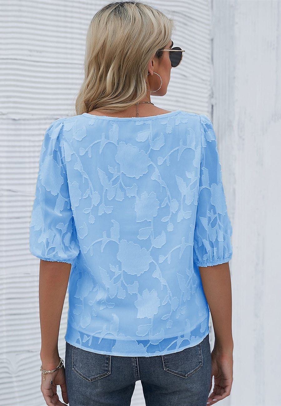 Floral Patterned Puff Sleeve Blouse - Image 9