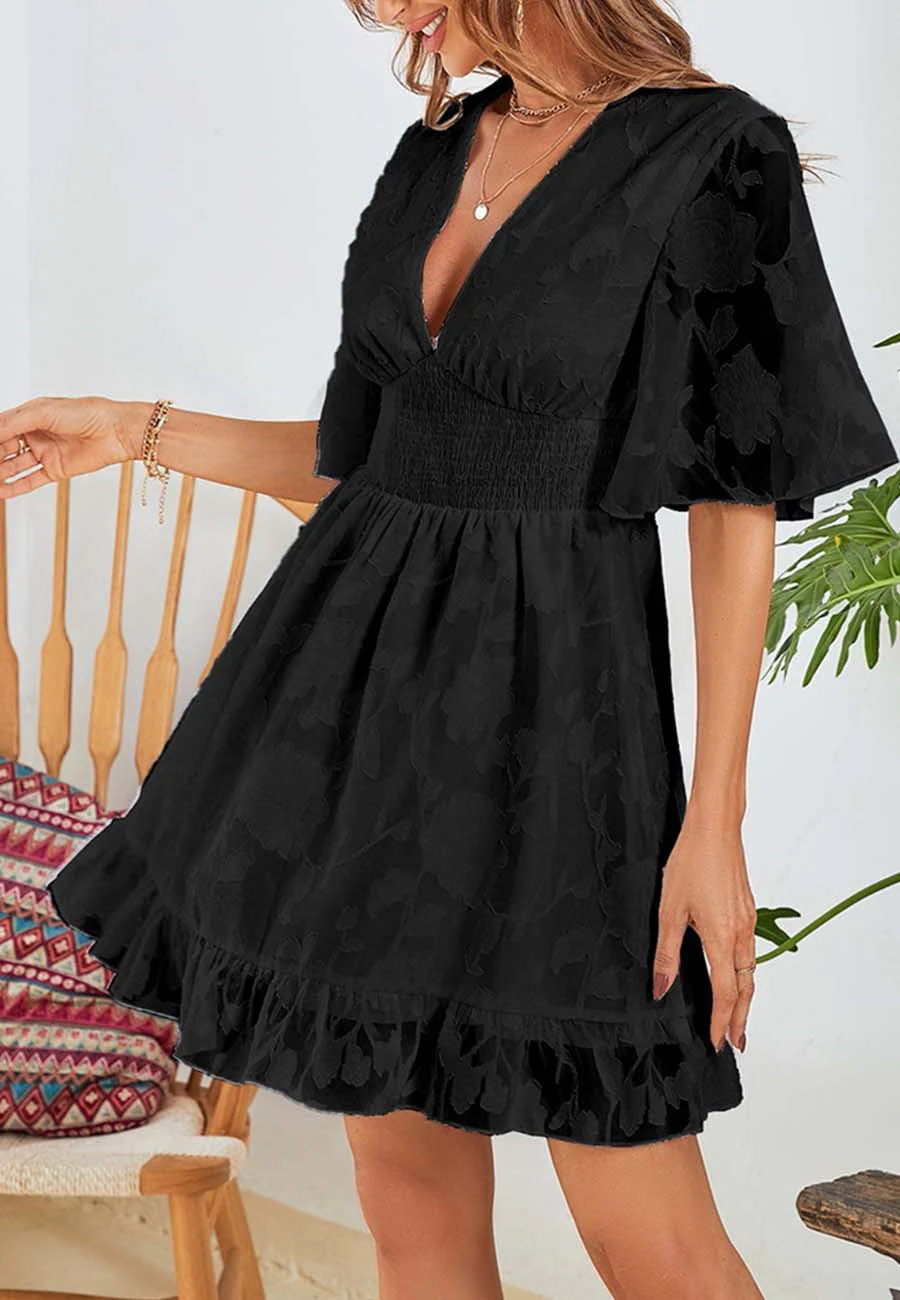 Floral Patterned Shirred Waist Dress - Image 2