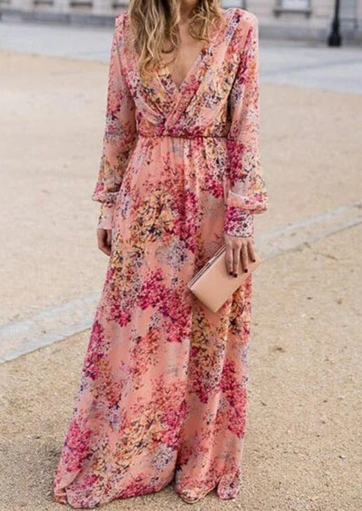 Floral Plunge Neck Day Dress - Image 2