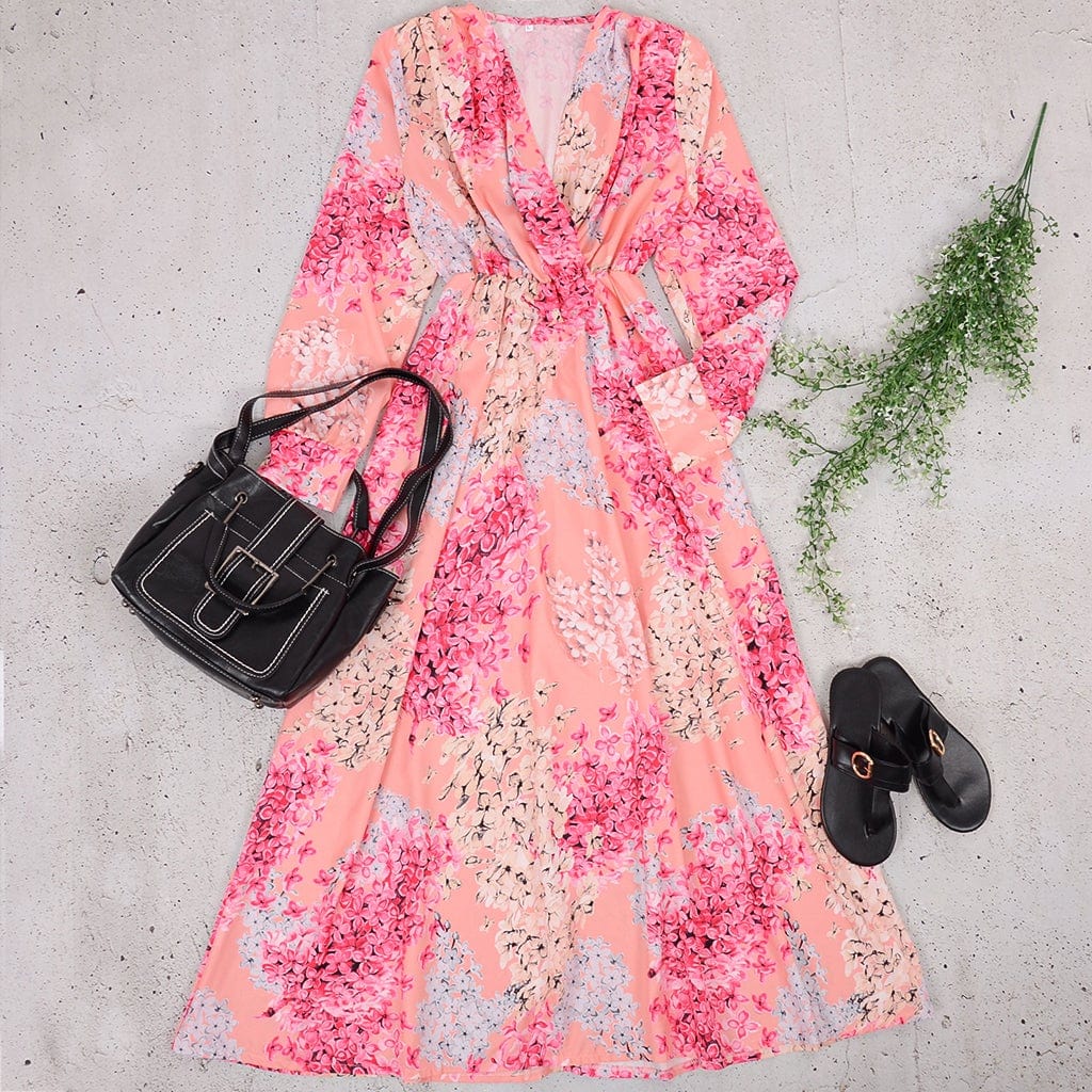 Floral Plunge Neck Day Dress - Image 3