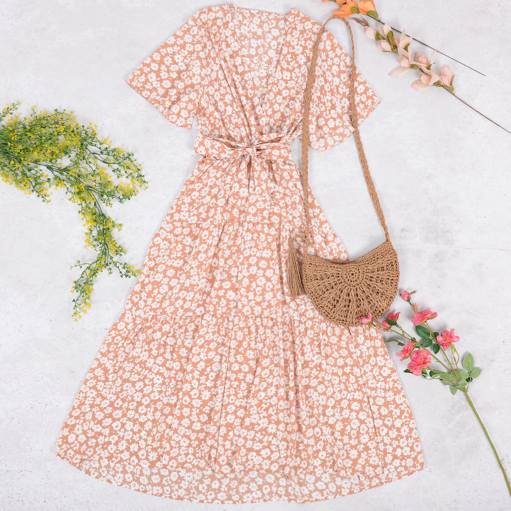 Floral Print Asymmetrical Hem Dress