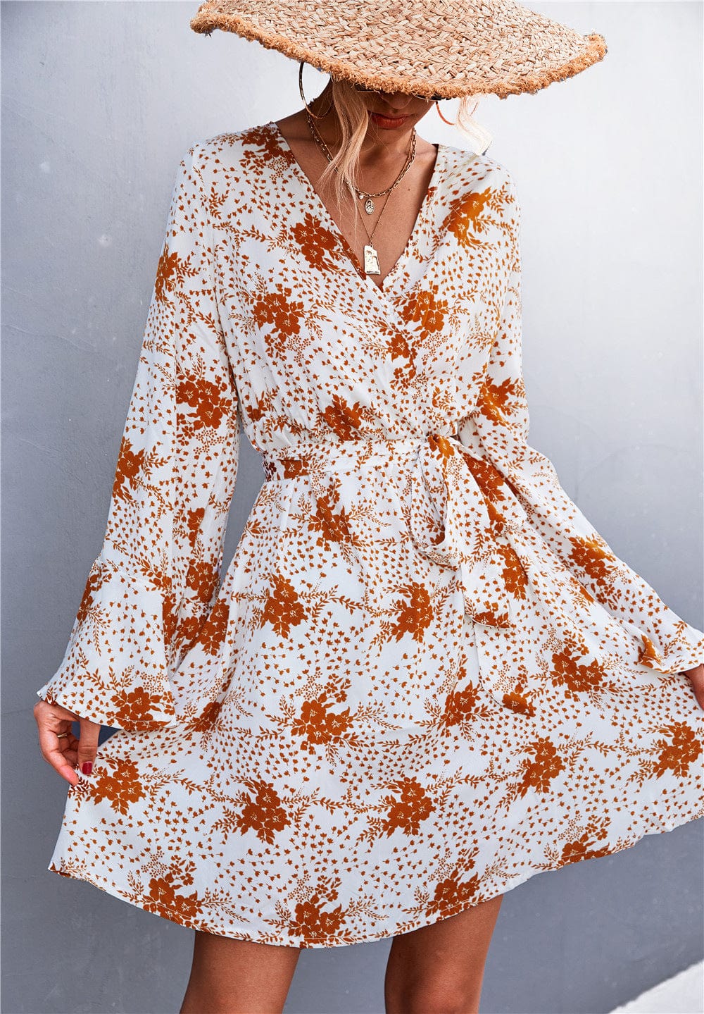 Floral Print Bell Sleeve Dress - Image 10