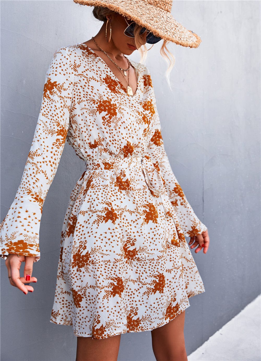 Floral Print Bell Sleeve Dress - Image 11