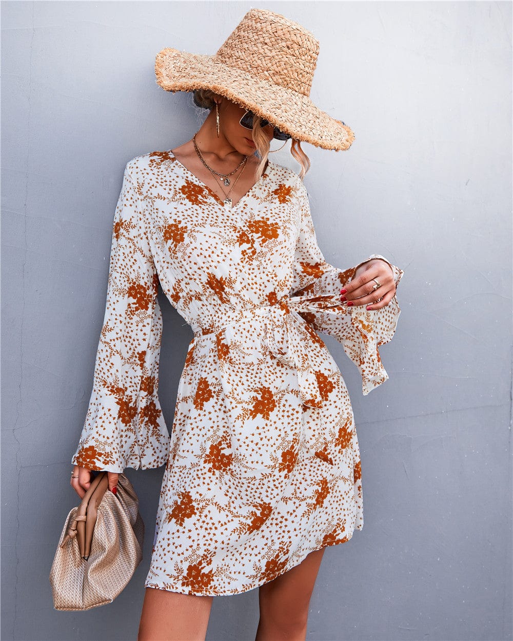 Floral Print Bell Sleeve Dress - Image 12