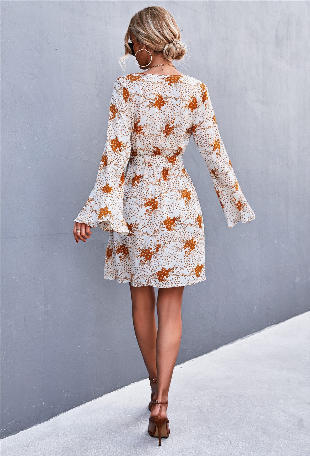Floral Print Bell Sleeve Dress - Image 13