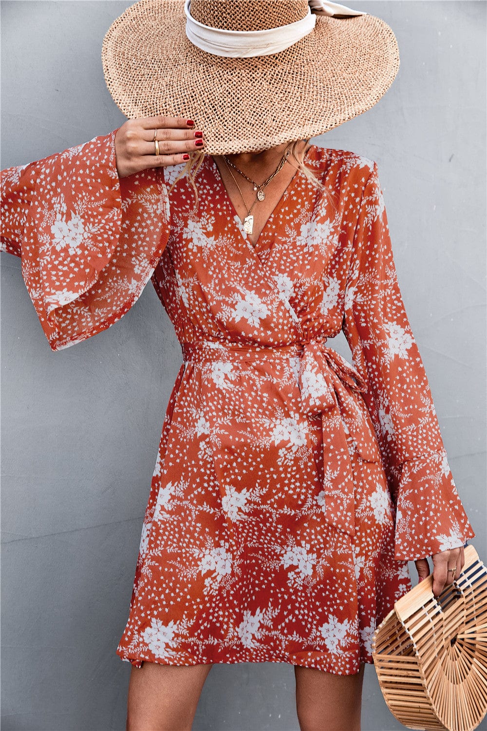 Floral Print Bell Sleeve Dress - Image 5