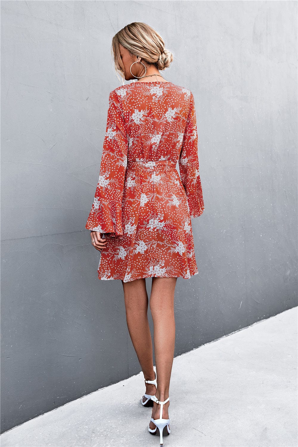 Floral Print Bell Sleeve Dress - Image 9