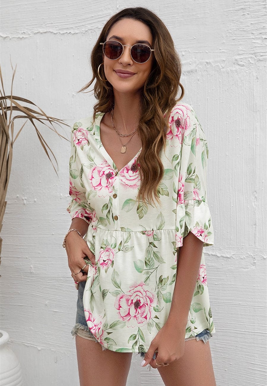 Floral Print Flowy Blouse - Image 6
