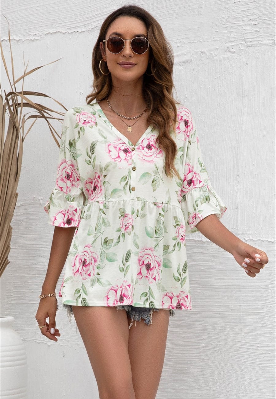 Floral Print Flowy Blouse - Image 7