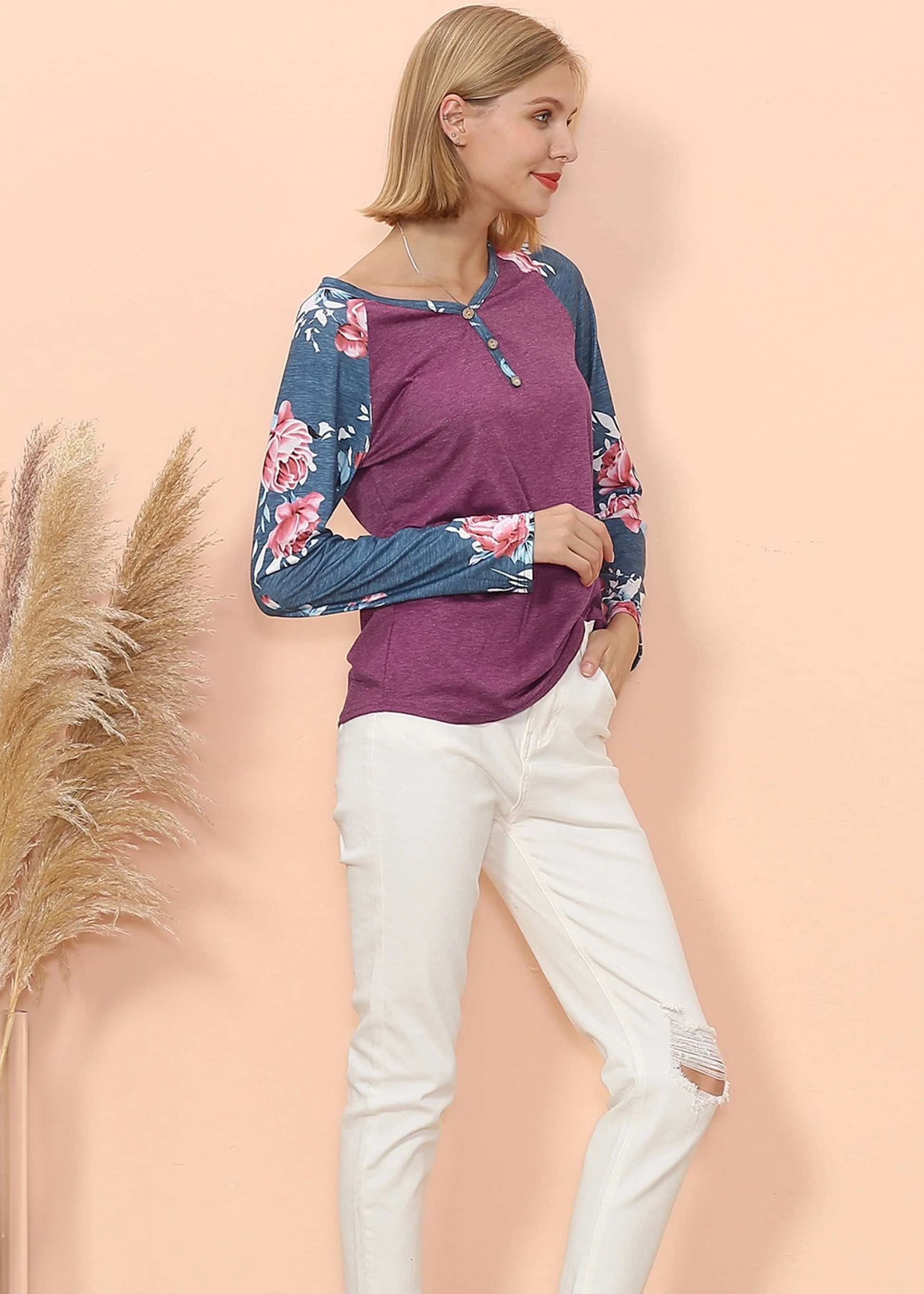Floral Print Henley Long Sleeve - Image 12