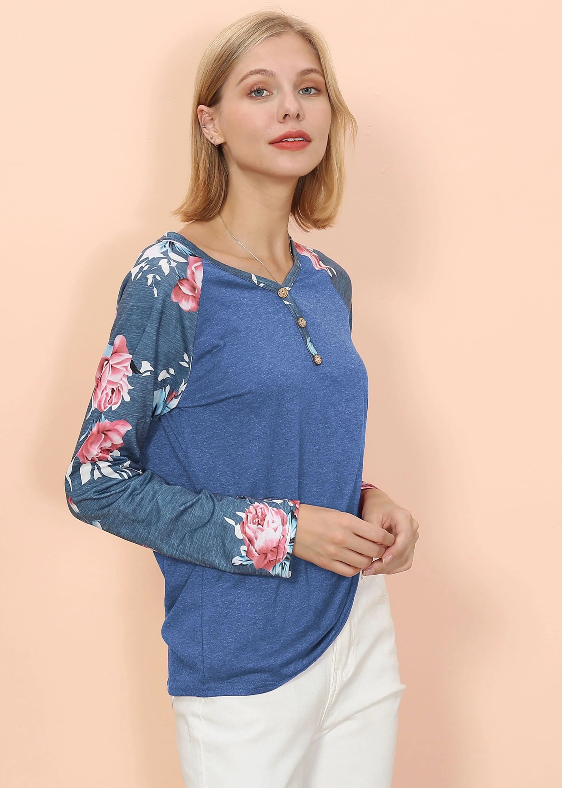 Floral Print Henley Long Sleeve - Image 4
