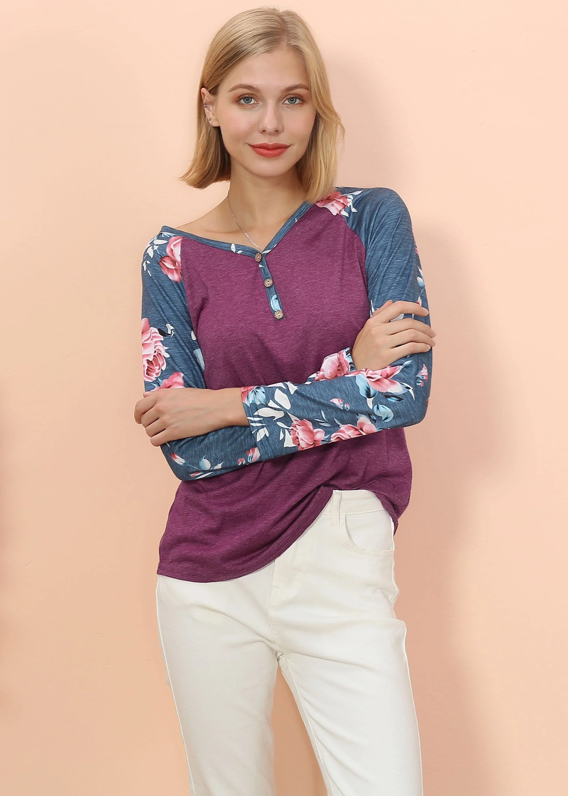 Floral Print Henley Long Sleeve - Image 7