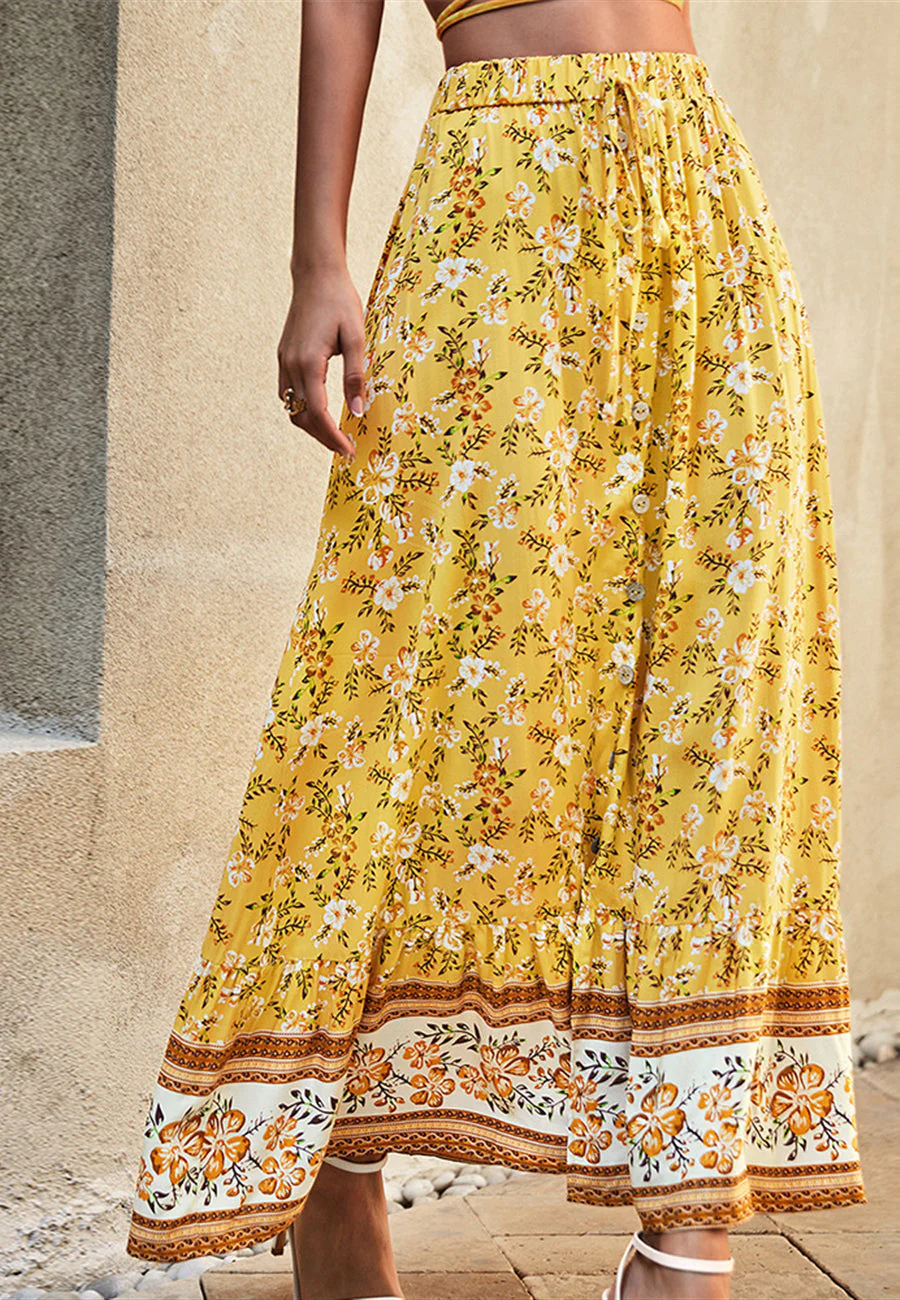 Floral Print High Waist Skirt - Image 3