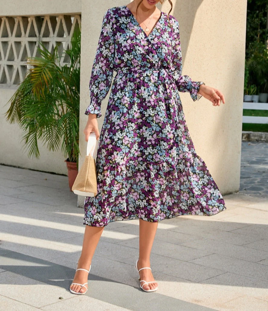 Floral Print Light Wrap Dress