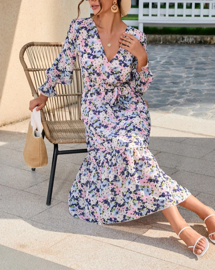 Floral Print Light Wrap Dress - Image 12