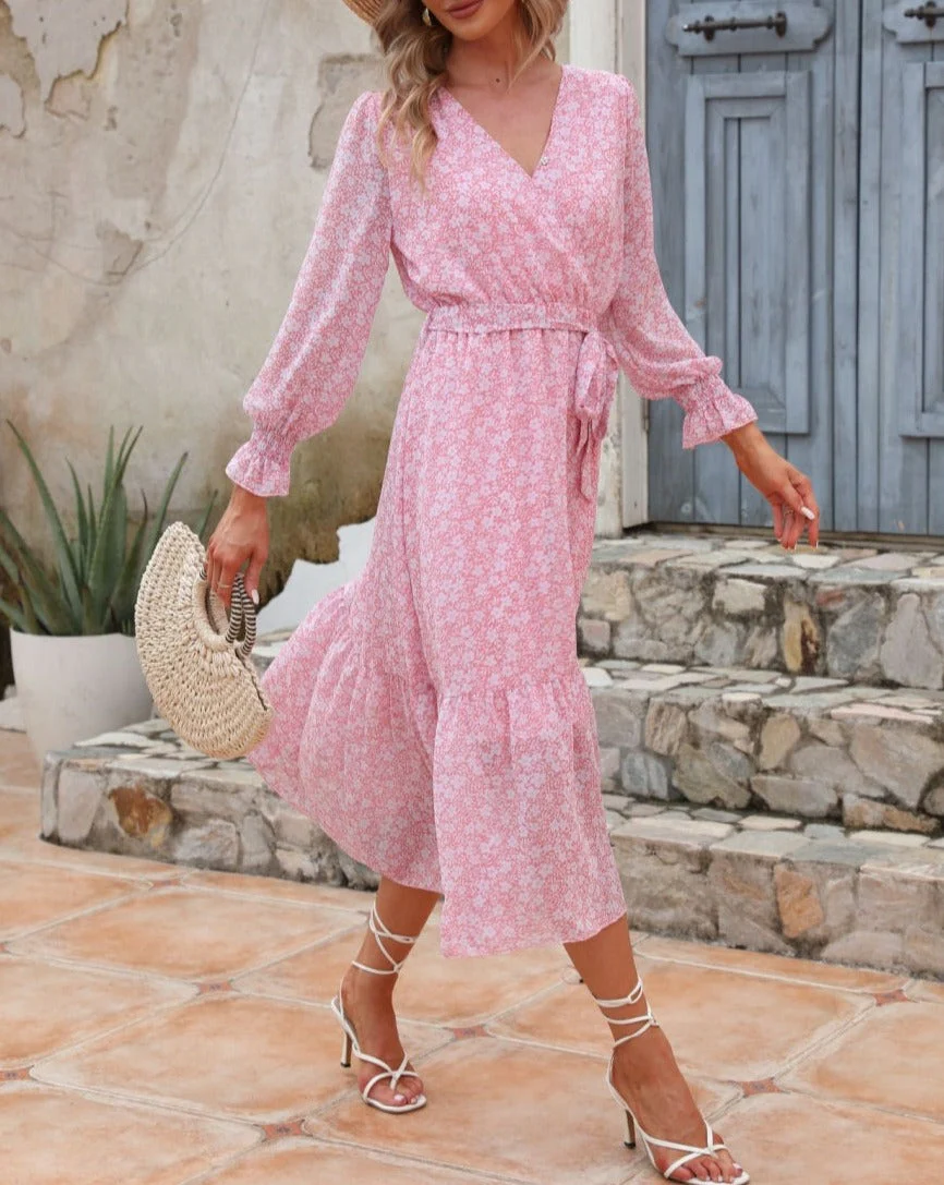 Floral Print Light Wrap Dress - Image 14