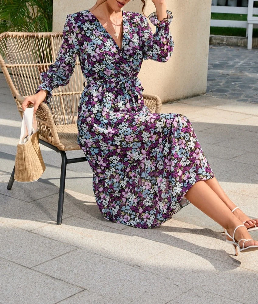 Floral Print Light Wrap Dress - Image 2