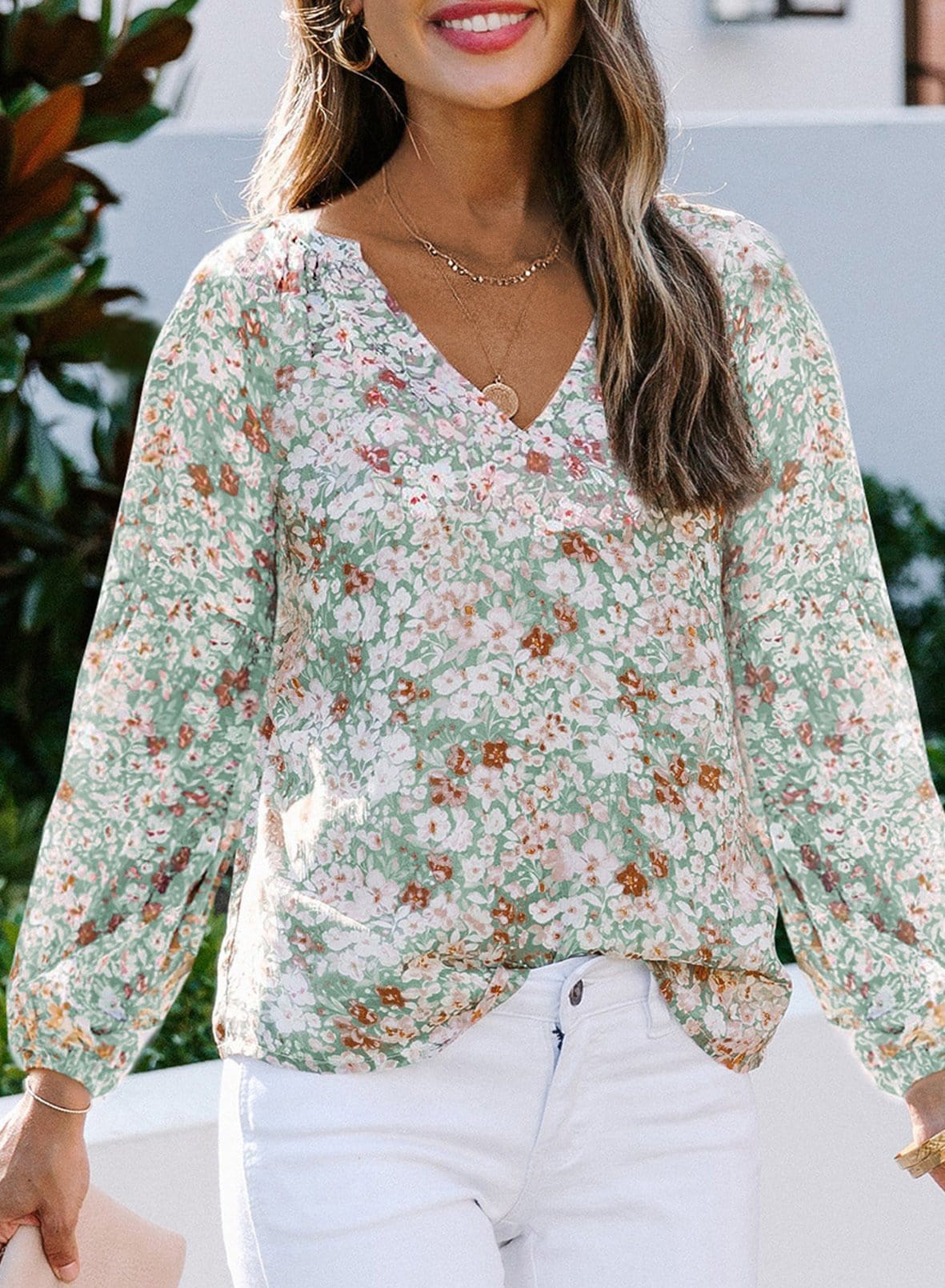 Floral Print Long Sleeve Blouse - Image 10