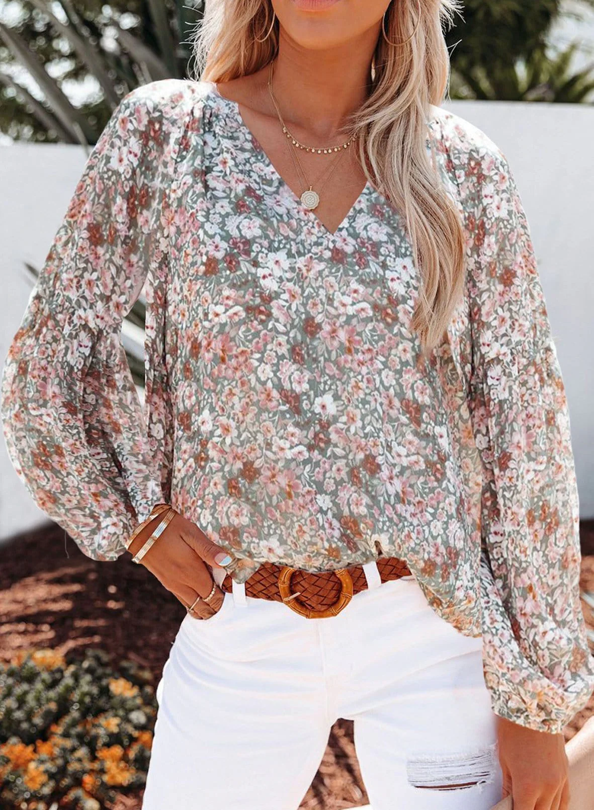 Floral Print Long Sleeve Blouse - Image 12
