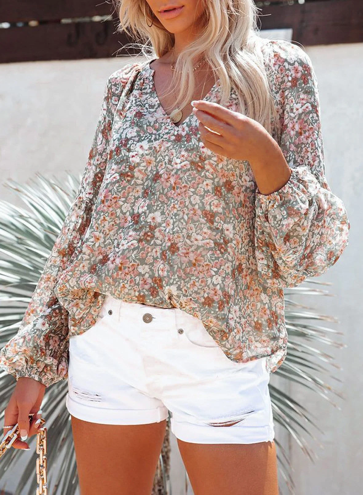 Floral Print Long Sleeve Blouse - Image 16